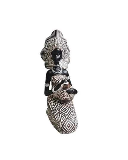 Figurine Femme Africaine - Assise 20.5 cm