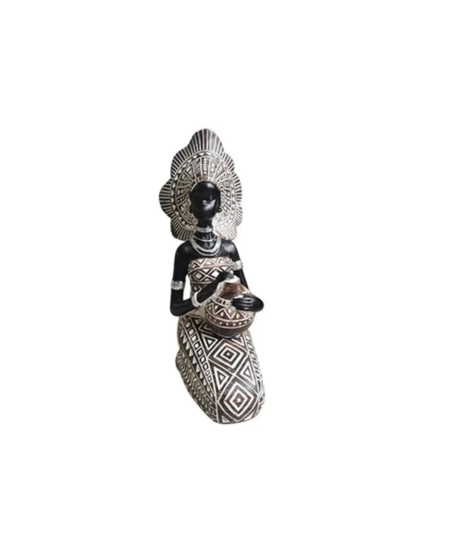 Figurine Femme Africaine - Assise 20.5 cm