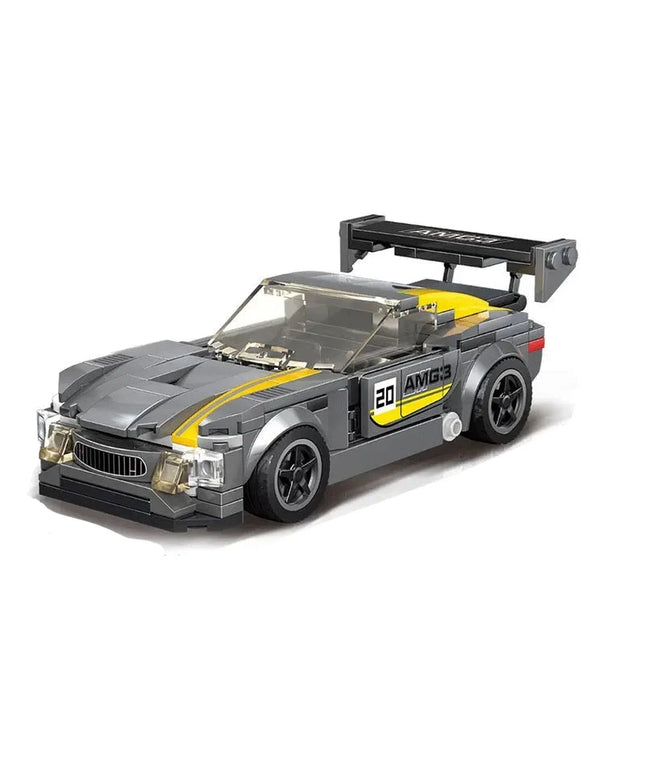 Figurine de Construction - Voiture de Sport Gris & Jaune