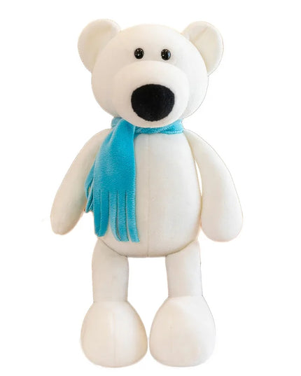 Figurine Peluche Animal - Ours Blanc & Bleu 25 cm