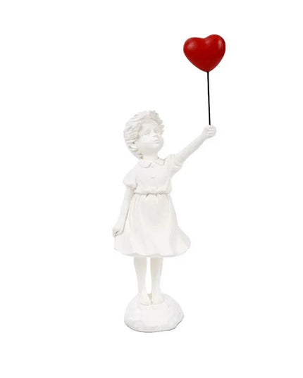 Figurine Banksy Sculpture "Heart Girl" blanc