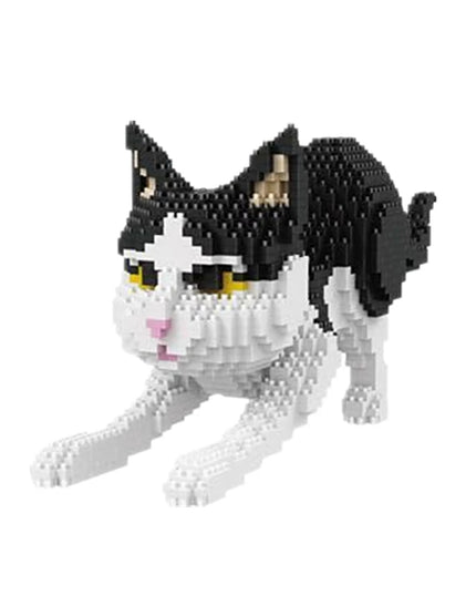 Figurine de Construction - Chat Noir & Blanc 14 cm
