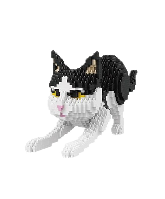 Figurine de Construction - Chat Noir & Blanc 14 cm