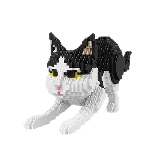 Figurine de Construction - Chat Noir & Blanc 14 cm