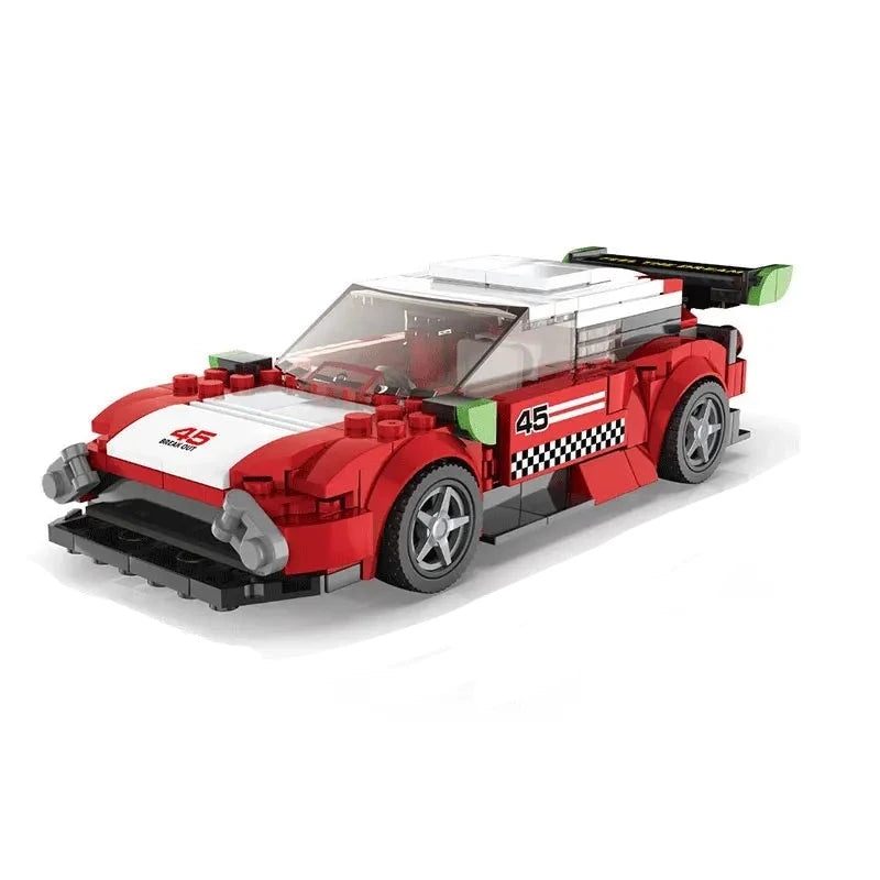 Figurine de Construction - Voiture de Sport Rouge & Blanc