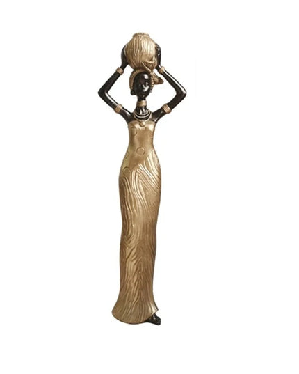 Figurine Femme Africaine - Debout Or 34 cm