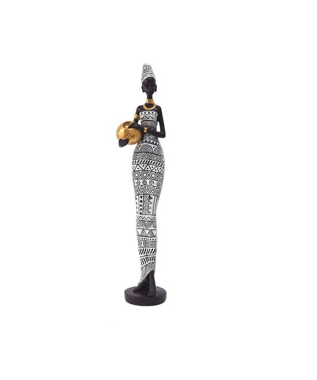 Figurine Femme Africaine - Chapeau Blanc 42 cm