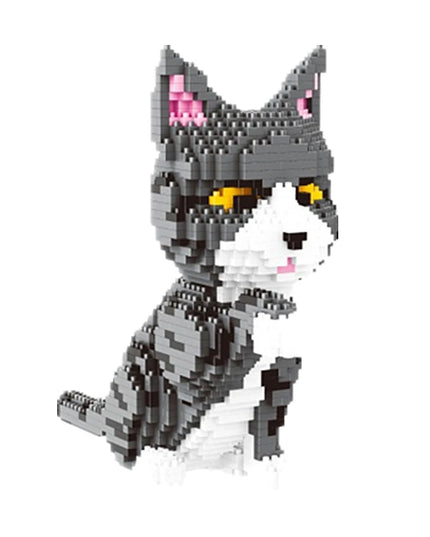 Figurine de Construction - Chat gris 18 cm