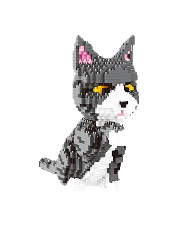 Figurine de Construction - Chat gris 18 cm