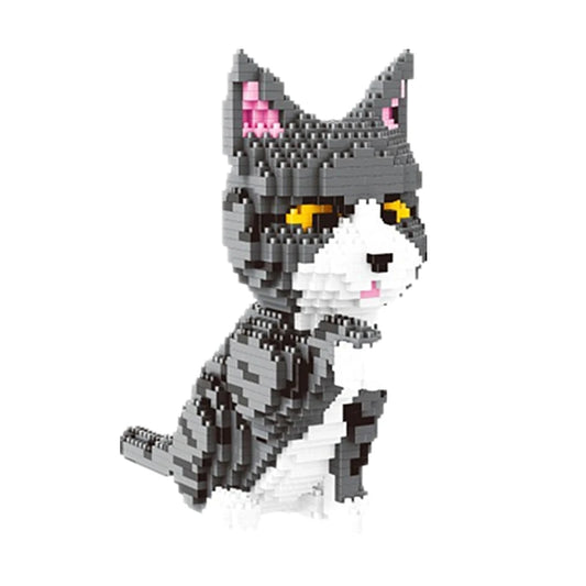 Figurine de Construction - Chat gris 18 cm