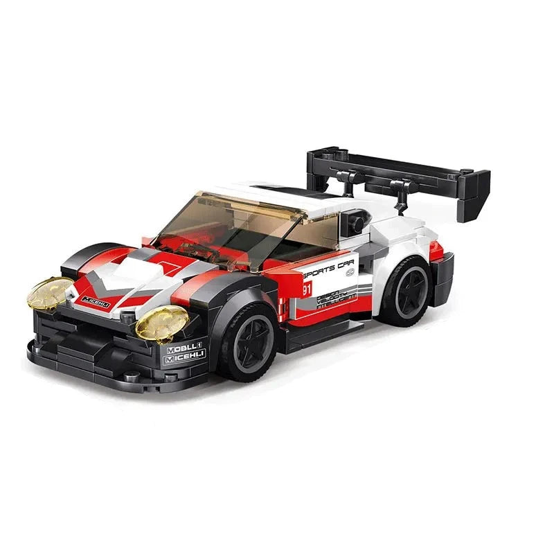 Figurine de Construction - Voiture de Sport Rouge & Noir