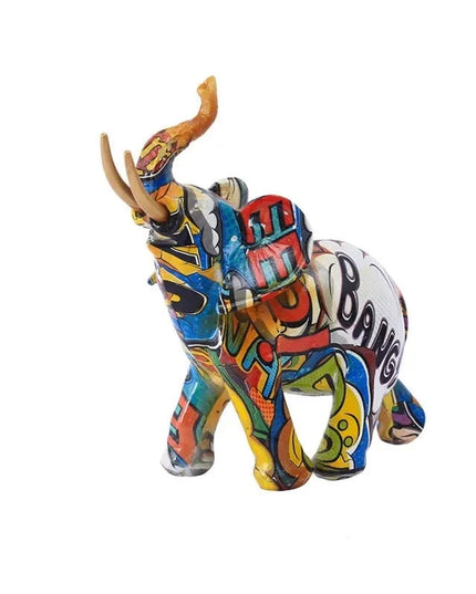 Figurine Éléphant Orin Graffiti bleu