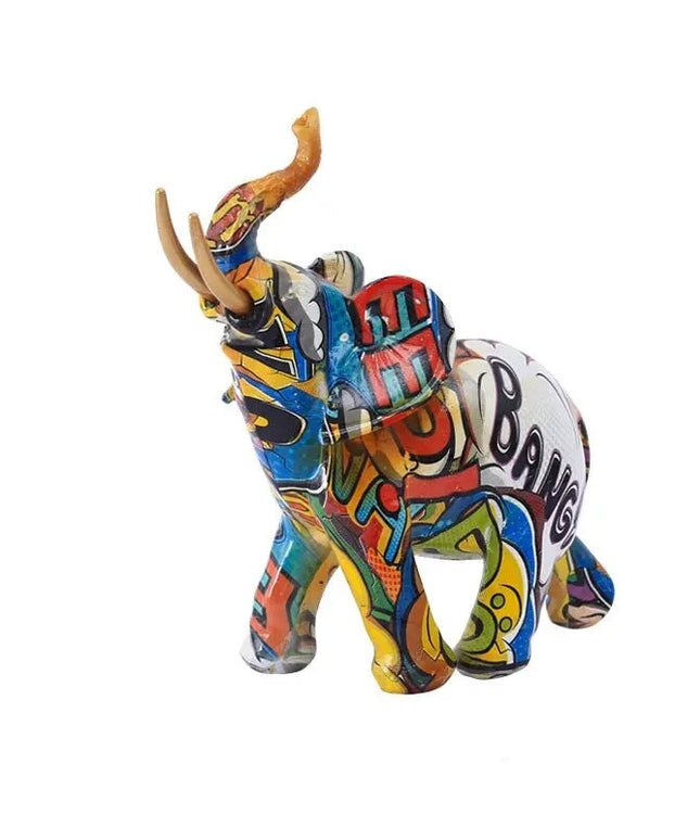 Figurine Éléphant Orin Graffiti bleu
