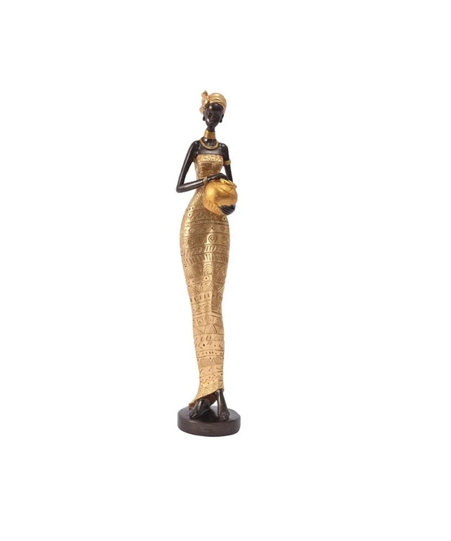 Figurine Femme Africaine - Foulard Or 41.5 cm