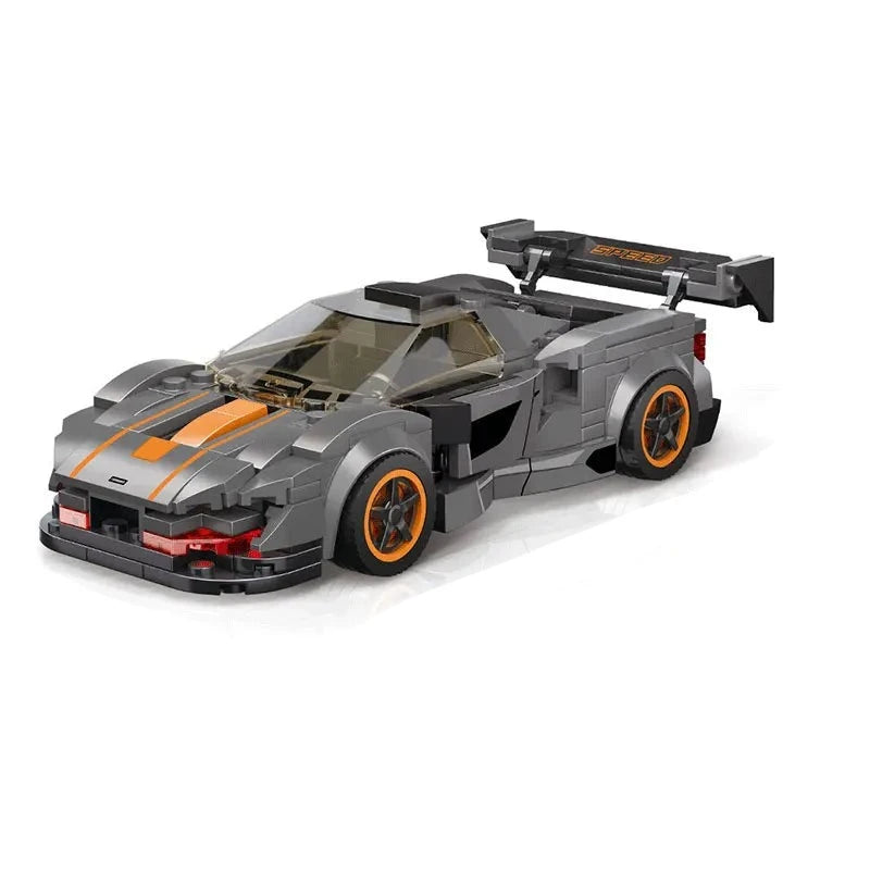 Figurine de Construction - Voiture de Sport Gris & Orange