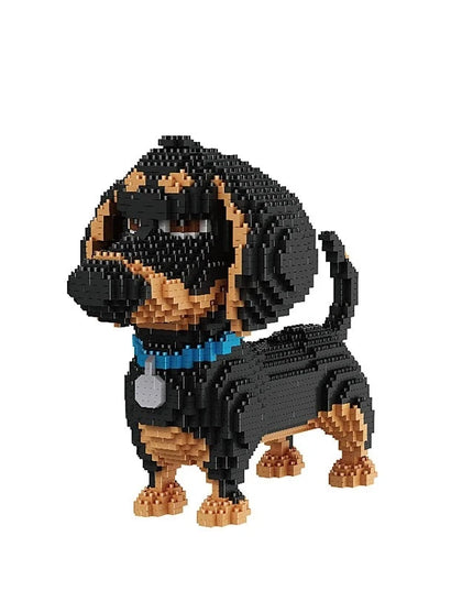 Figurine de Construction - Chien Noir & Marron 19 cm