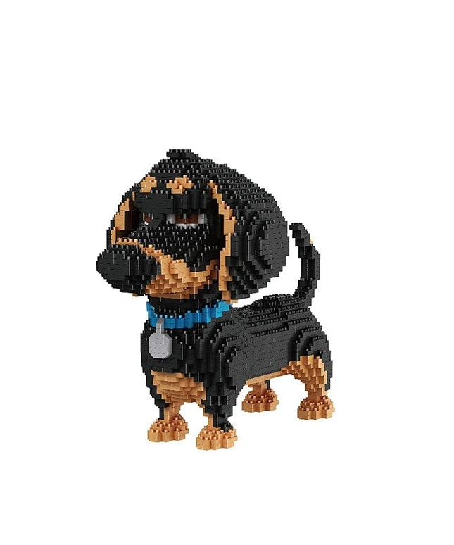 Figurine de Construction - Chien Noir & Marron 19 cm