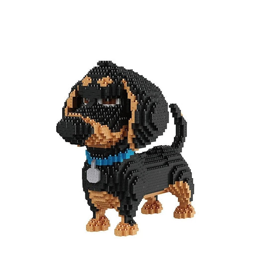 Figurine de Construction - Chien Noir & Marron 19 cm