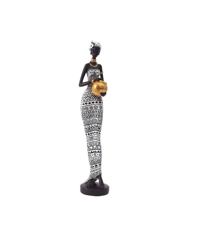 Figurine Femme Africaine - Foulard Blanc 41.5 cm