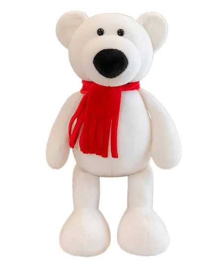Figurine Peluche Animal - Ours Blanc & Rouge 25 cm