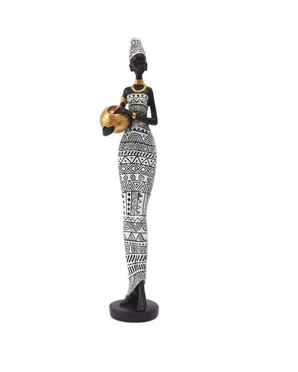 Figurine Femme Africaine - Chapeau Blanc 42 cm