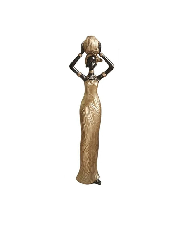 Figurine Femme Africaine - Debout Or 34 cm