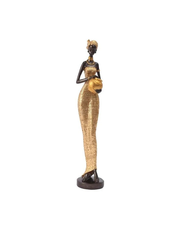 Figurine Femme Africaine - Foulard Or 41.5 cm
