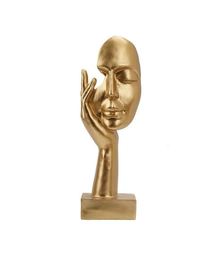 Figurine Visage Penseur Or 25 cm
