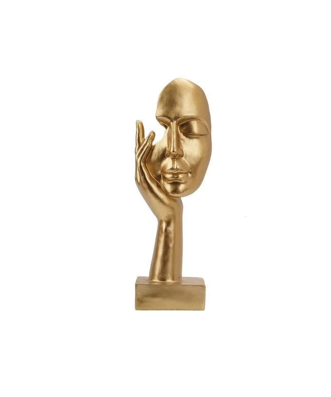 Figurine Visage Penseur Or 25 cm